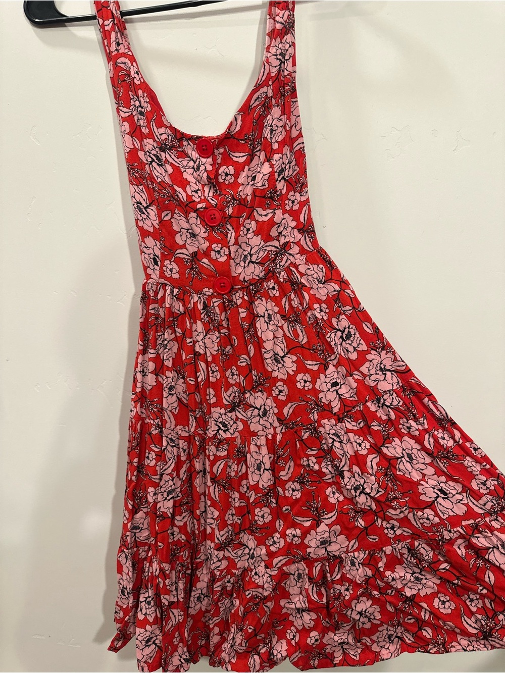 Band of Gypsies Red Floral Button-Front Mini Dress